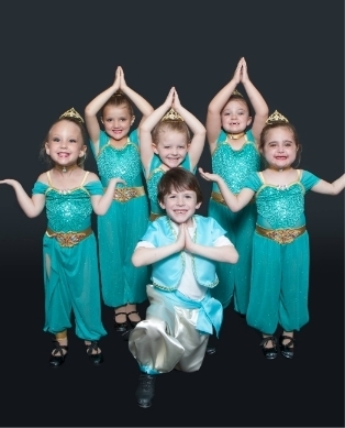 group of kids on stage wearing costumes